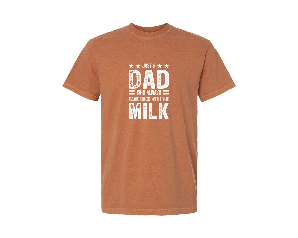 brand:Comfort Colors|color:Yam|Funny Fathers Day Milk Design Graphic T-Shirt
