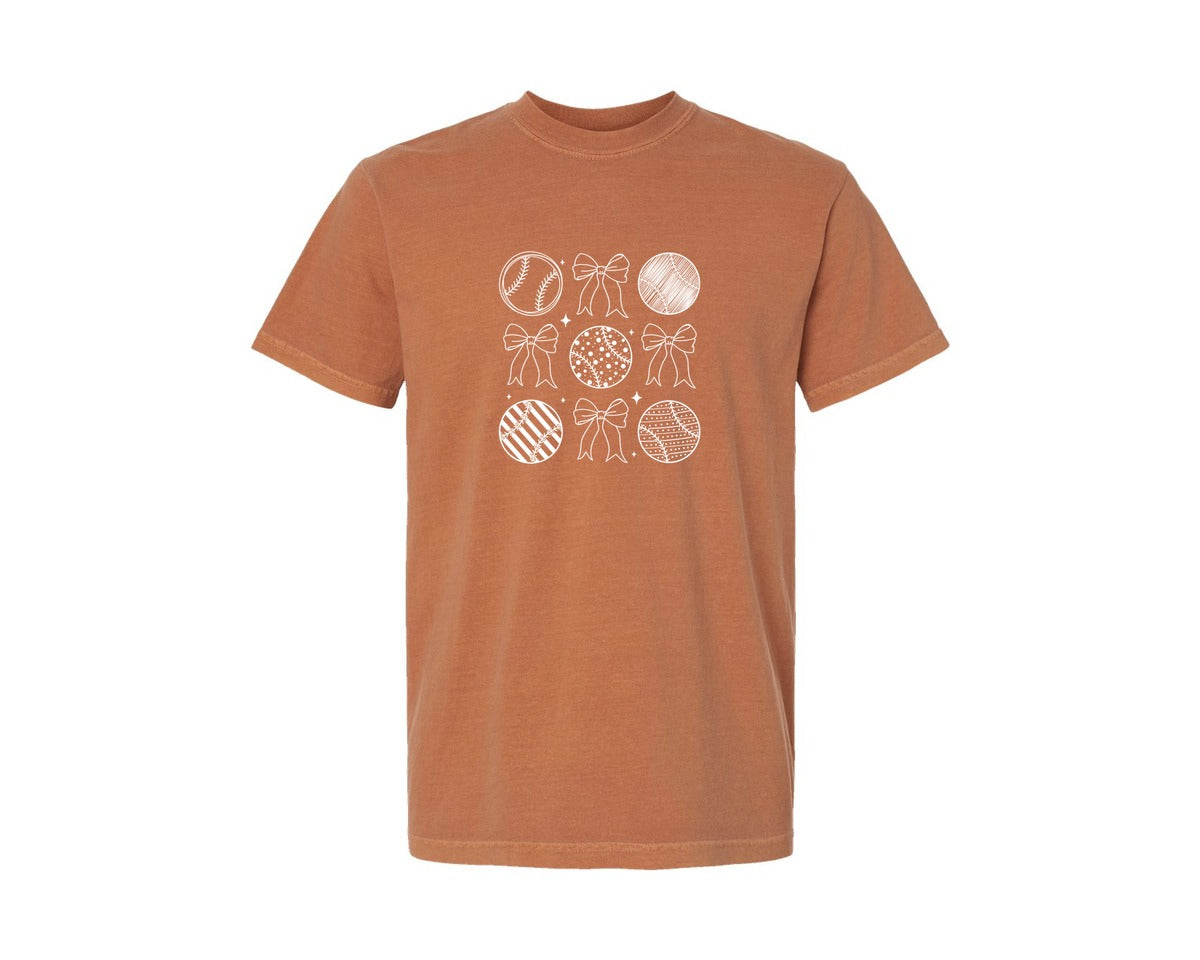 brand:Comfort Colors|color:Yam|Coquette Baseball Game Day Graphic T-Shirt