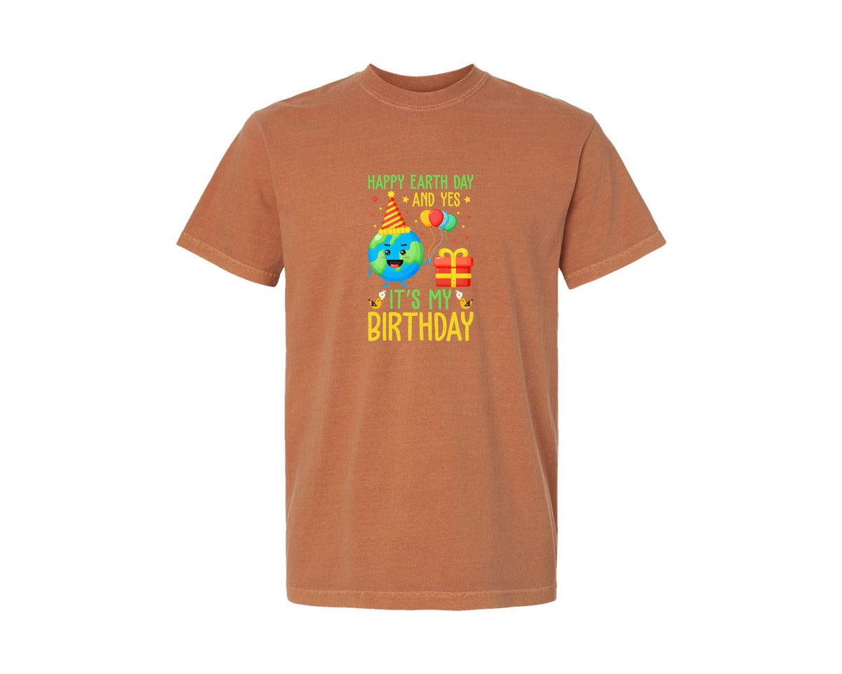 brand:Comfort Colors|color:Yam|Happy Earth Day Birth Day T Shirt Graphic T-Shirt
