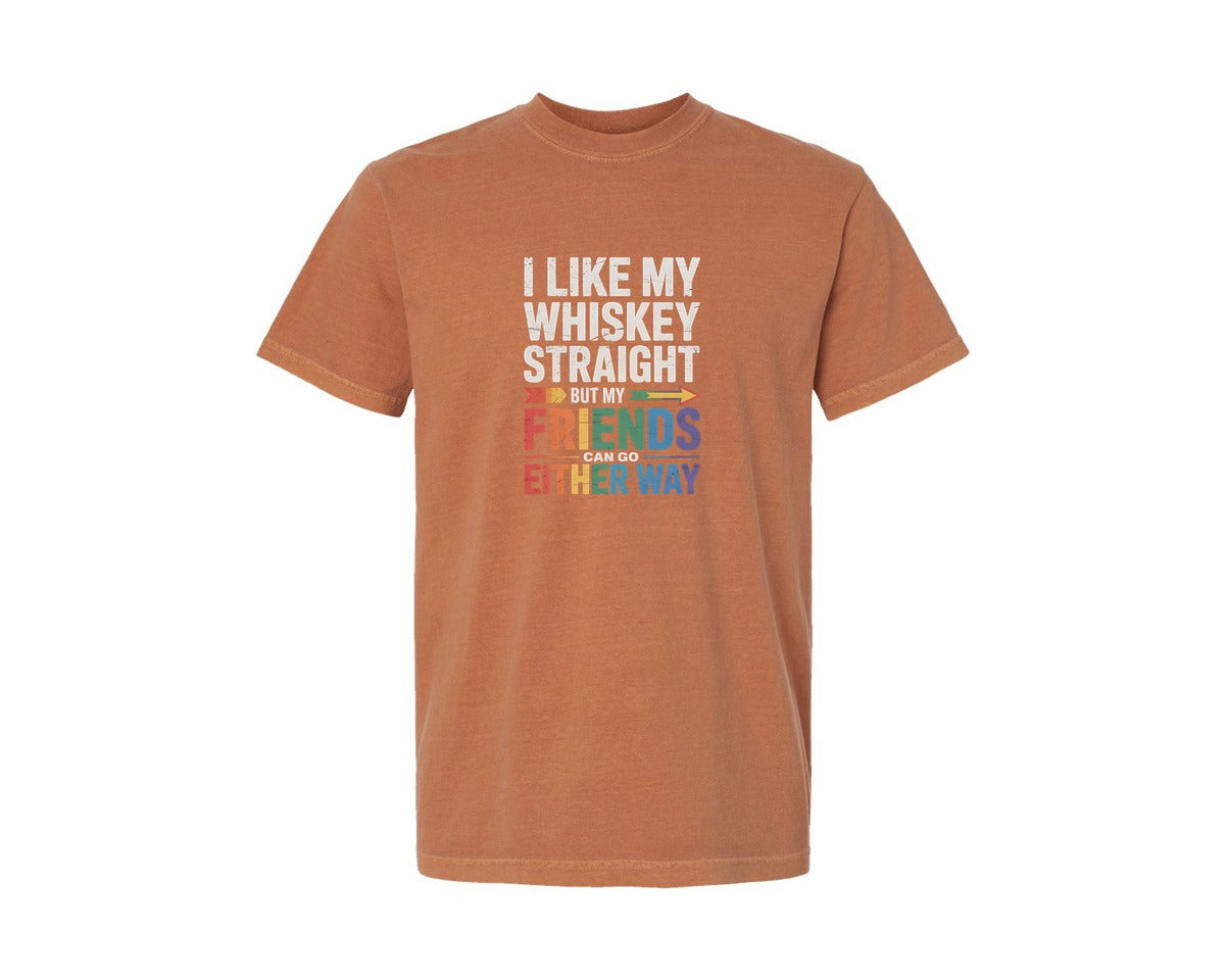 brand:Comfort Colors|color:Yam|I Like My Whiskey Straight Lgbtq Graphic T-Shirt
