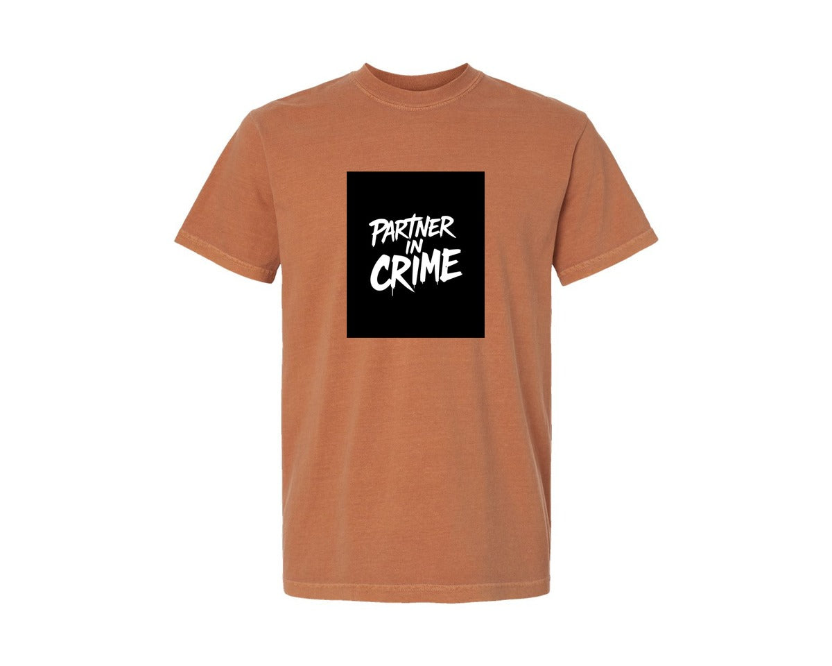 brand:Comfort Colors|color:Yam|Partner In Crime T Shirt Design Graphic T-Shirt
