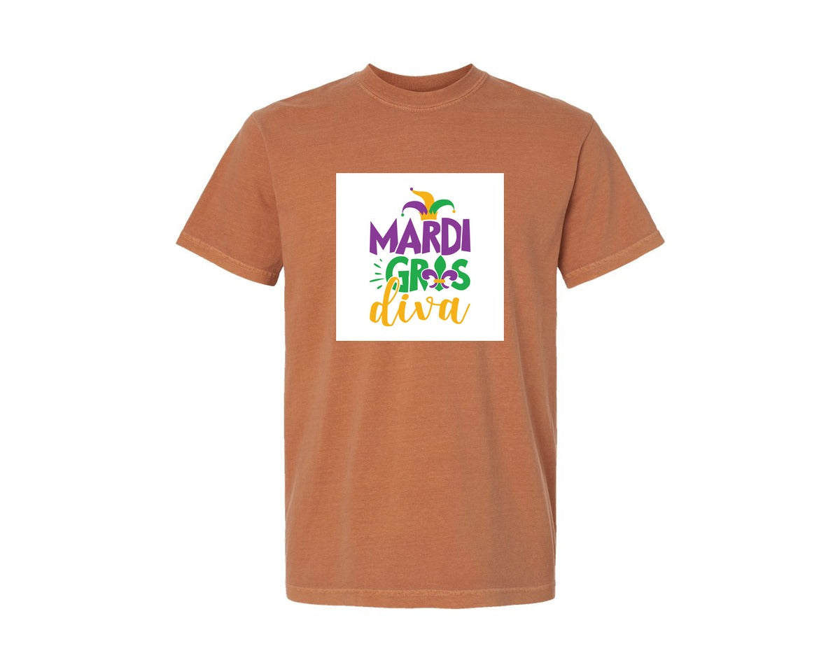 brand:Comfort Colors|color:Yam|Mardi Gras Diva Mardi Gras Graphic T-Shirt