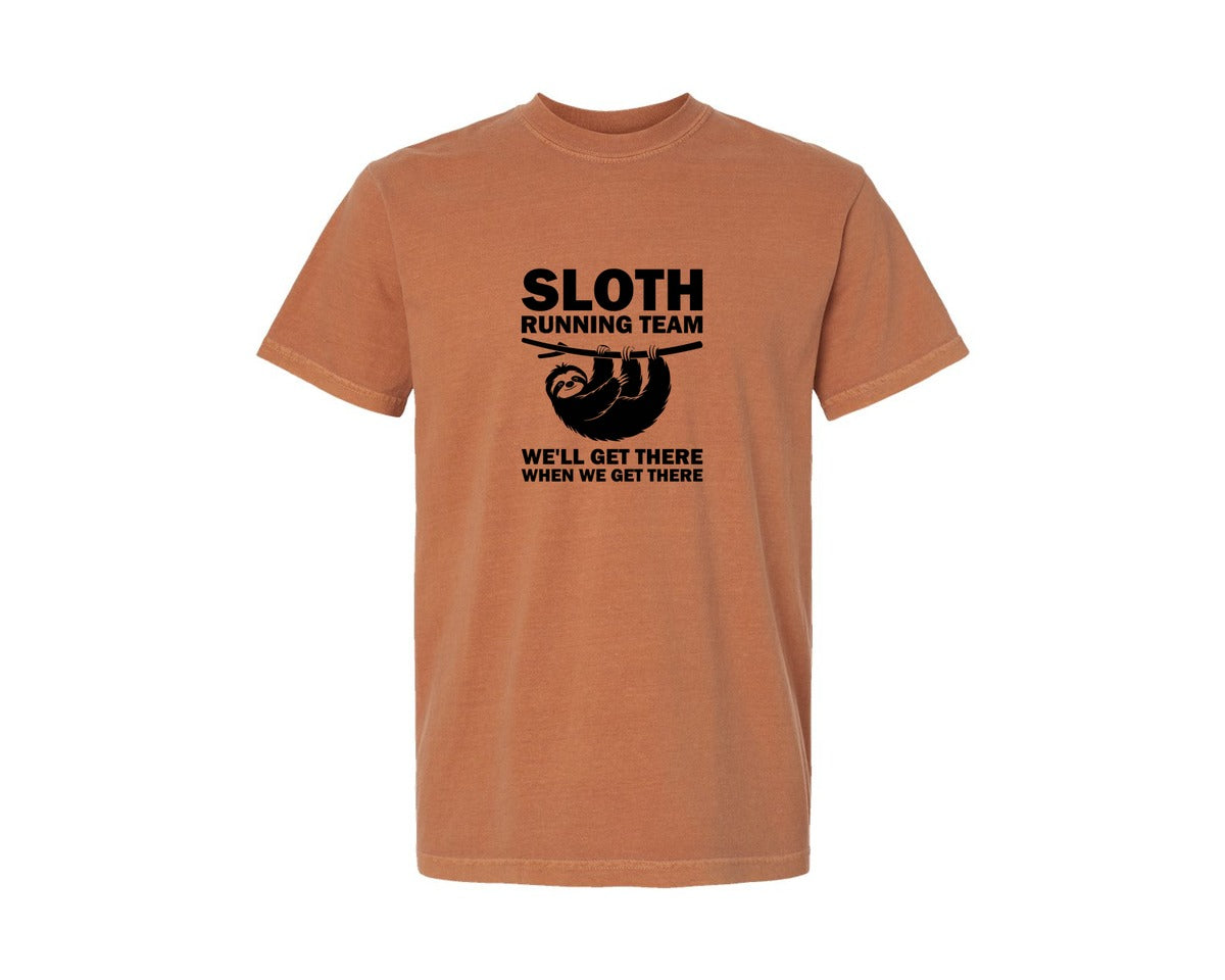 brand:Comfort Colors|color:Yam|Sloth Running Team T Shirt 2 Graphic T-Shirt