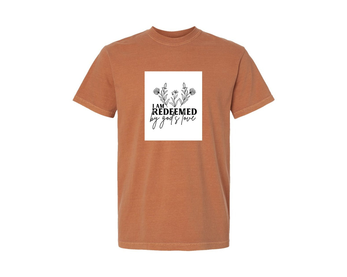brand:Comfort Colors|color:Yam|I Am Redeemed By Gods Love Jesus Graphic T-Shirt