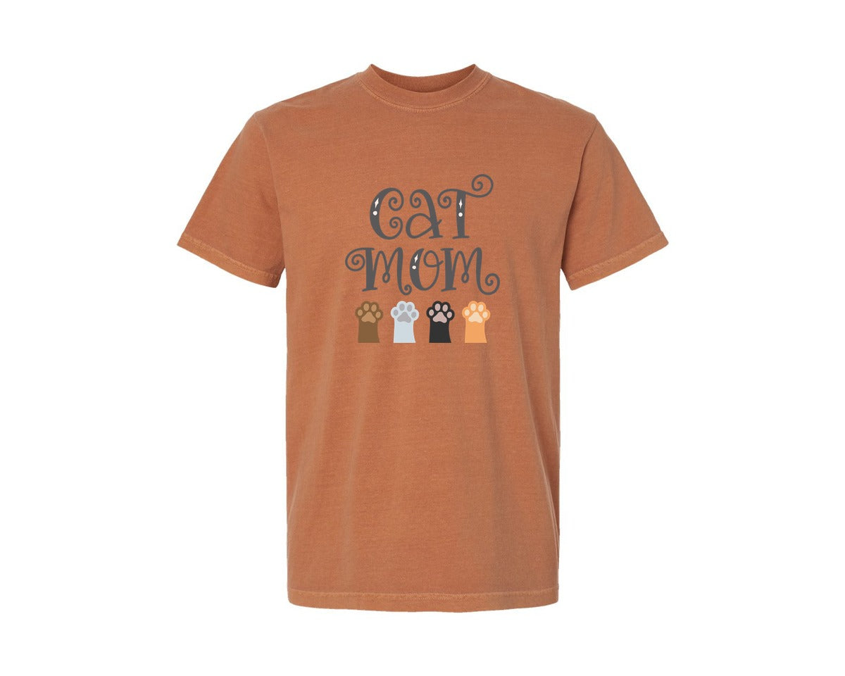 brand:Comfort Colors|color:Yam|Cat Mom Cute Crazy Cat Lady Quote 2 Graphic T-Shirt