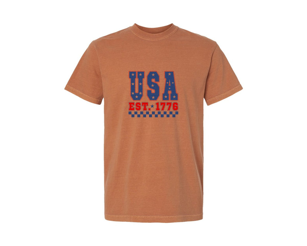 brand:Comfort Colors|color:Yam|1776 American Flag Independence Graphic T-Shirt