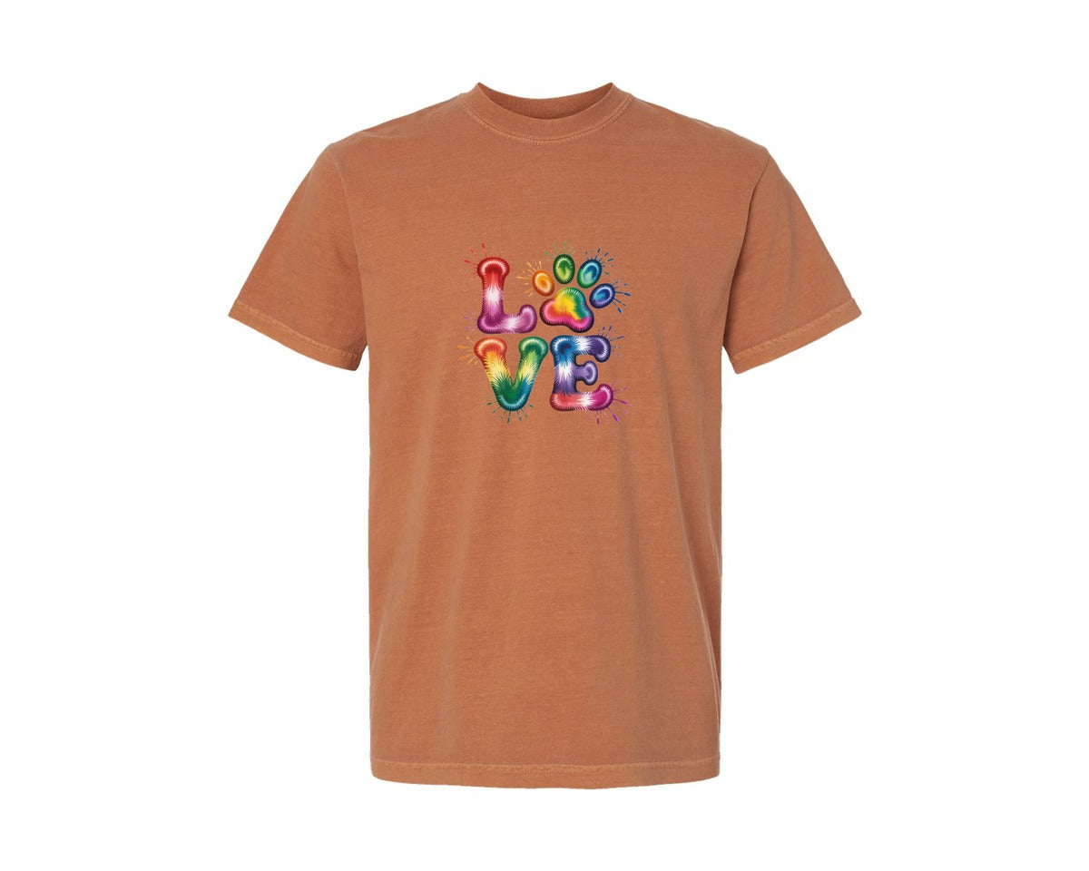 brand:Comfort Colors|color:Yam|Dog Love Pngcolorful Paw Graphic T-Shirt