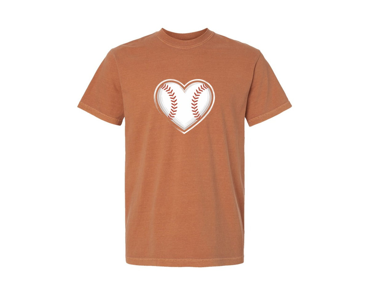 brand:Comfort Colors|color:Yam|Baseball Heart Shirt Graphic T-Shirt