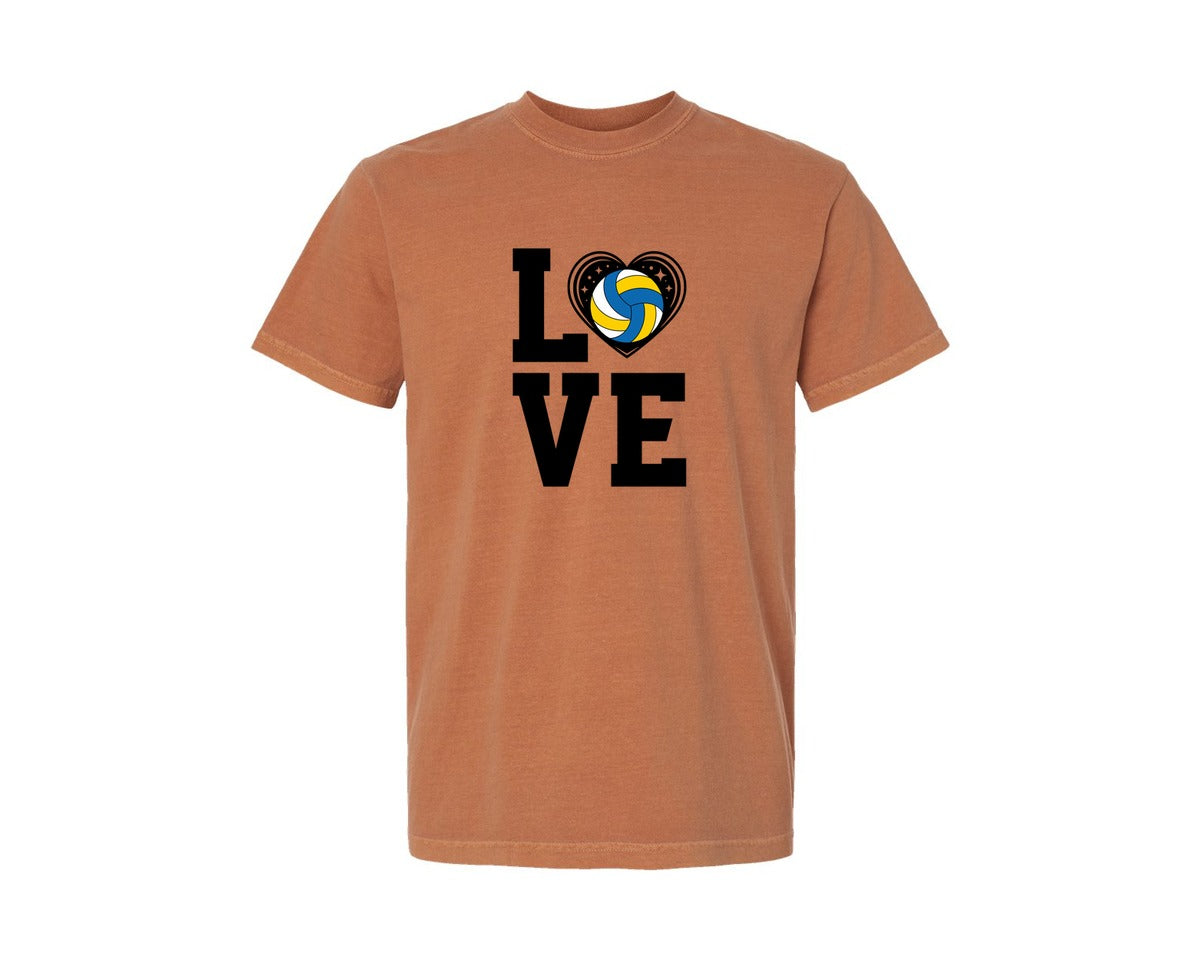 brand:Comfort Colors|color:Yam|Love Volleyball Design Volleyball Lover Graphic T-Shirt