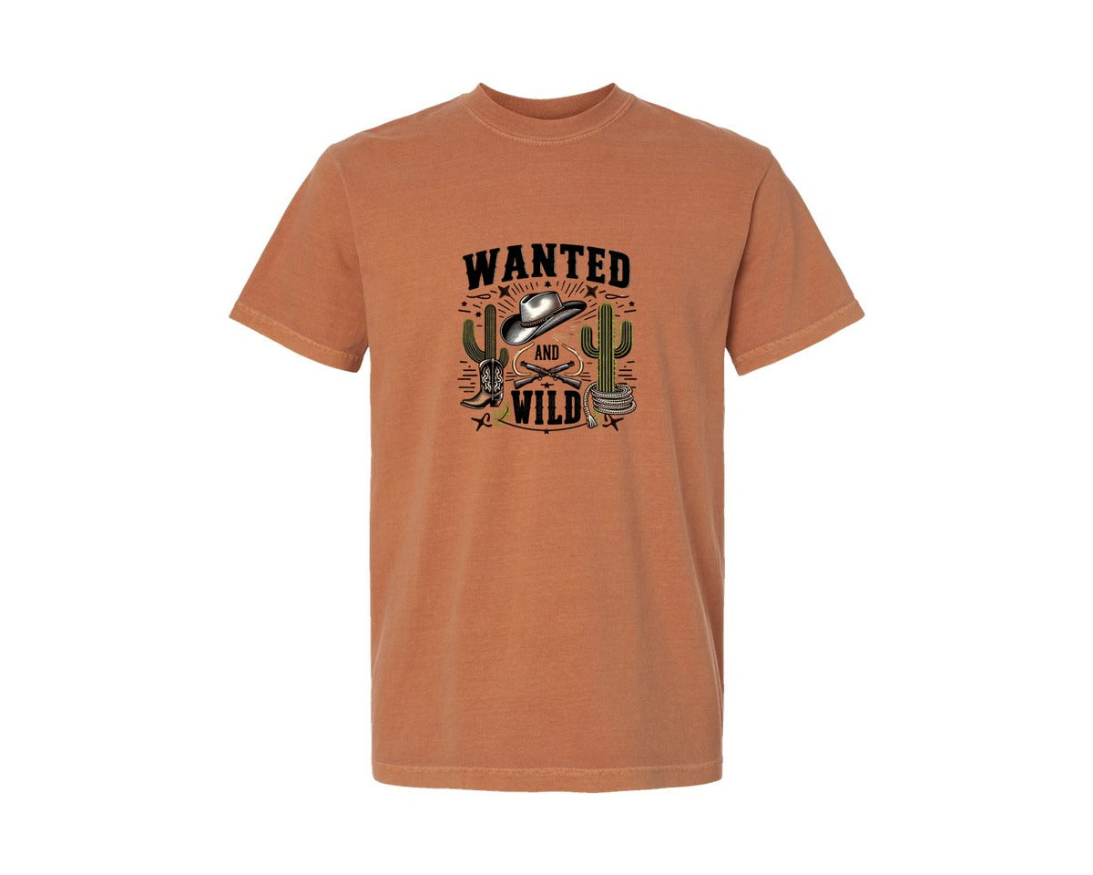 brand:Comfort Colors|color:Yam|Western Wanted And Wild T Shirt Graphic T-Shirt