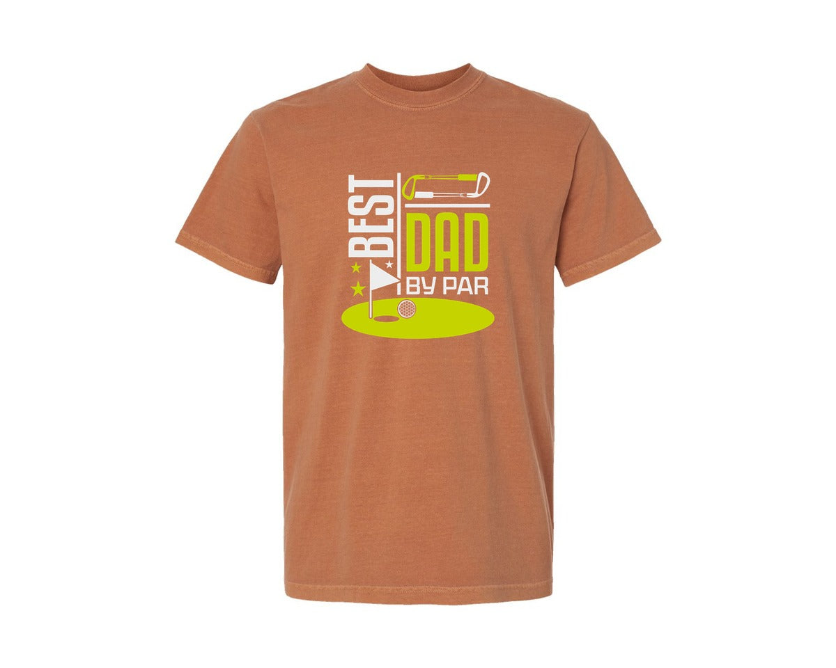 brand:Comfort Colors|color:Yam|Best Dad By Par Golf Quote Design 8 Graphic T-Shirt