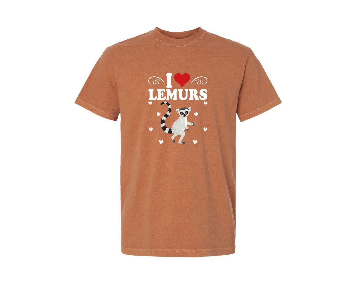 brand:Comfort Colors|color:Yam|Lemur I Love Lemurs Cute Jungle Animal Graphic T-Shirt