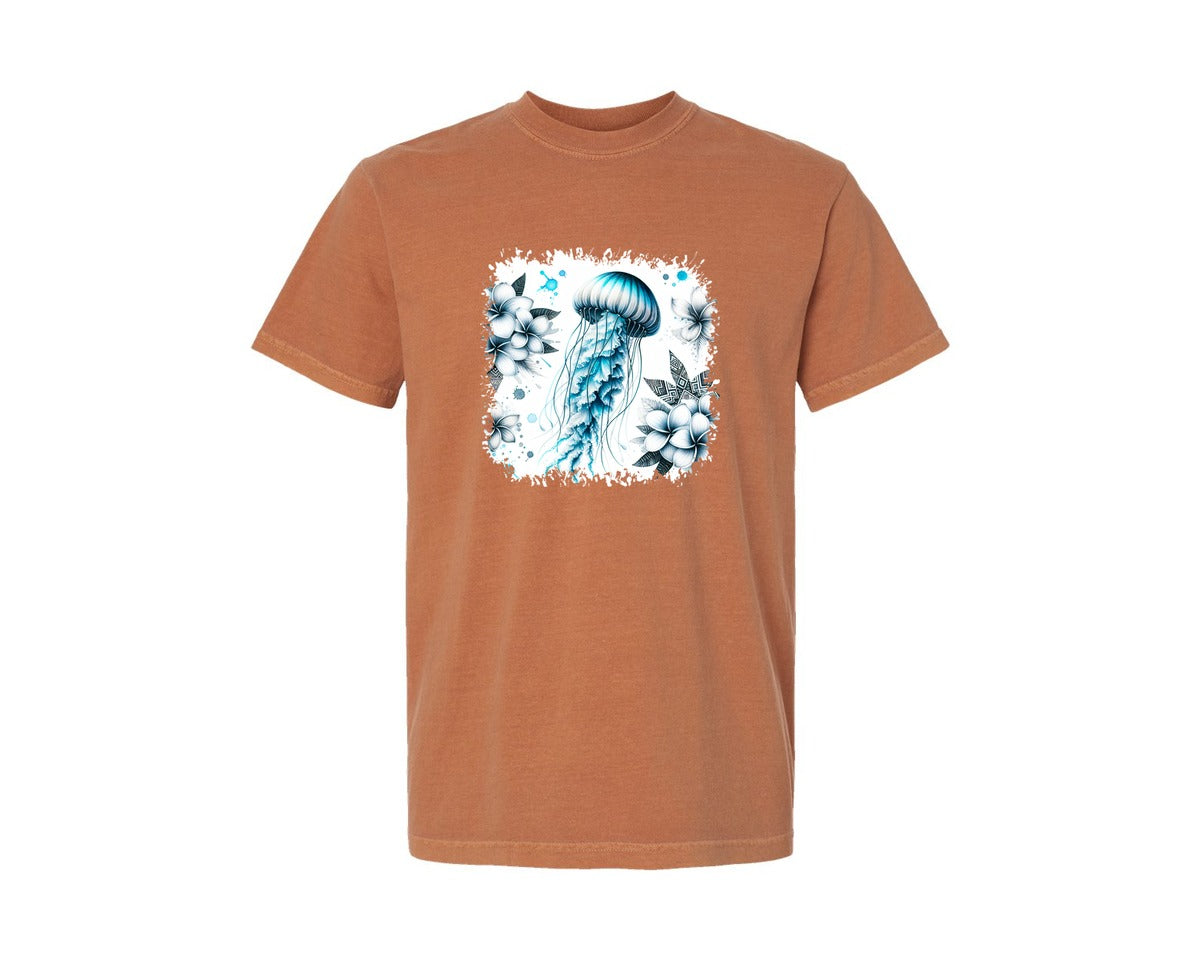 brand:Comfort Colors|color:Yam|Jellyfish Tropical Square Tshirt Graphic T-Shirt