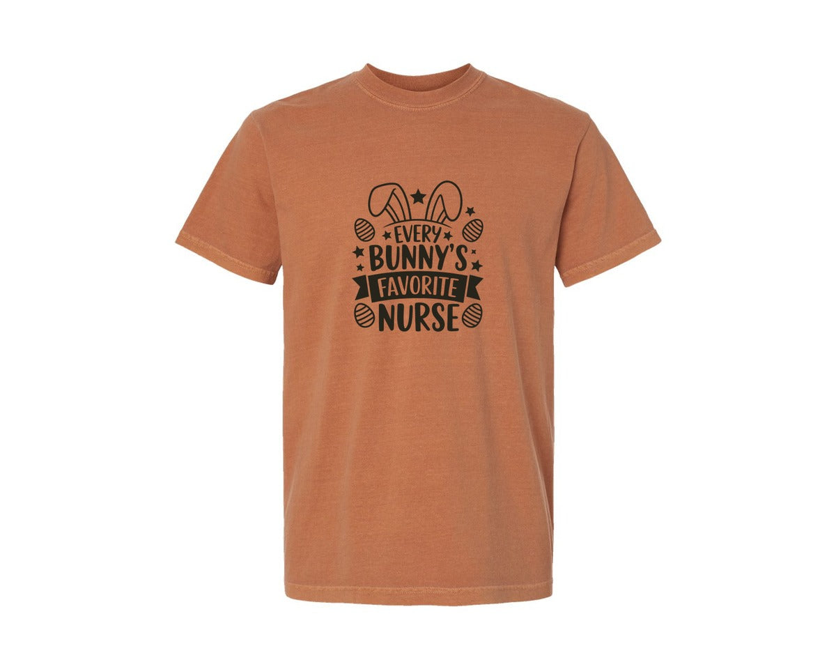 brand:Comfort Colors|color:Yam|Easter Every Bunny Favorite Nurse Graphic T-Shirt