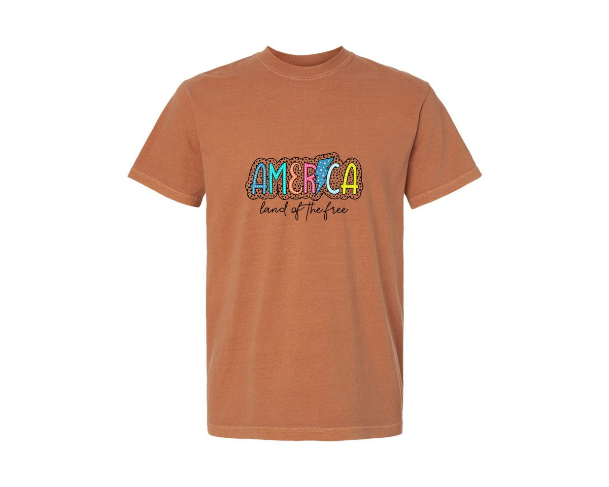 brand:Comfort Colors|color:Yam|Retro America 4Th Of July 5 Graphic T-Shirt