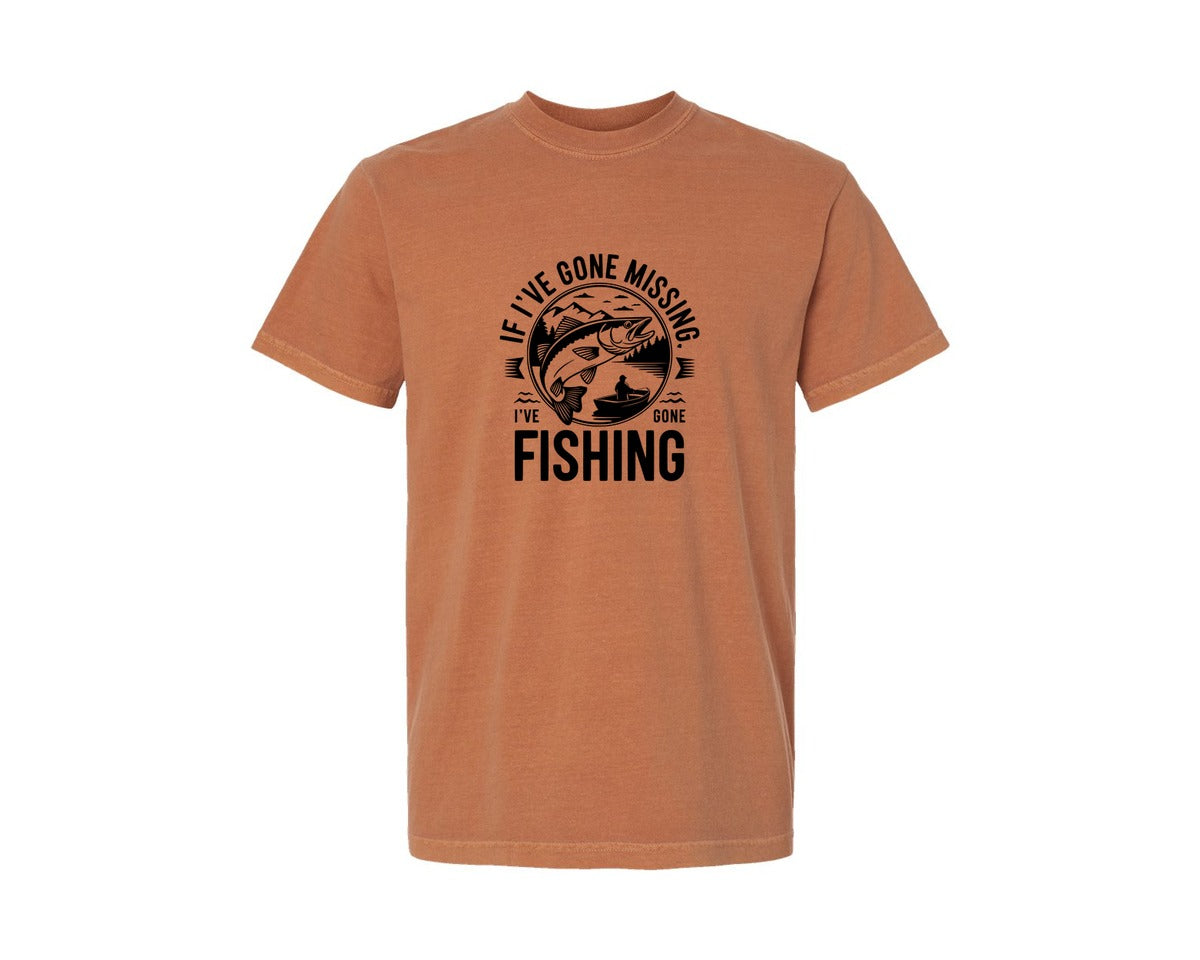 brand:Comfort Colors|color:Yam|If Ive Gone Missing Ive Gone Fishing T Graphic T-Shirt