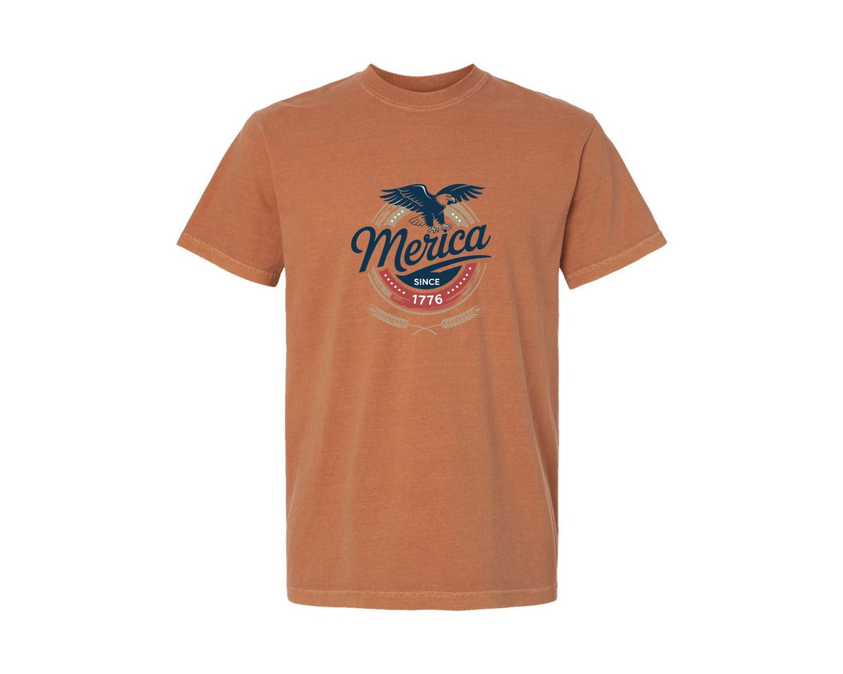 brand:Comfort Colors|color:Yam|Merica Since 1776 Pngamerican Eagle Graphic T-Shirt
