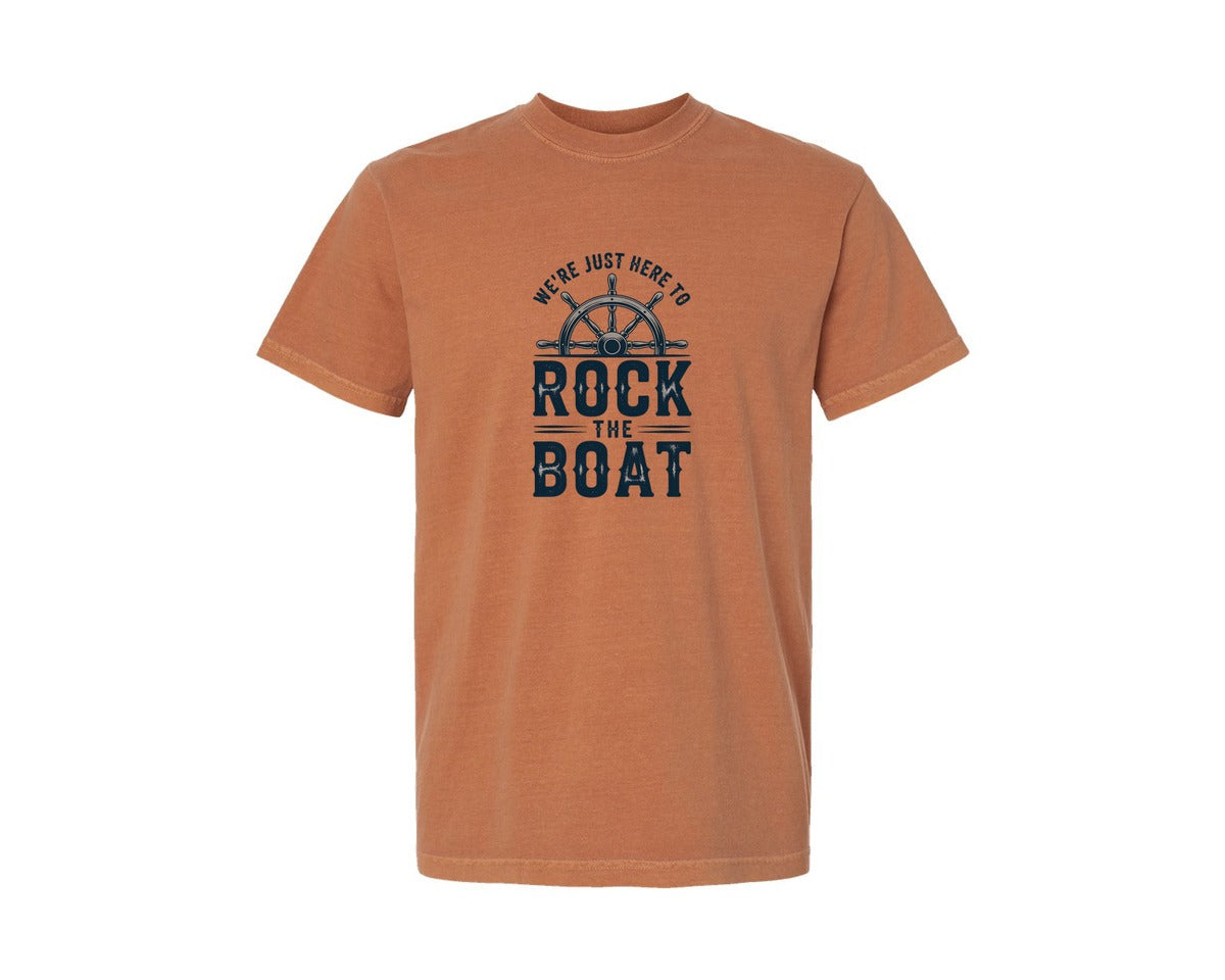 brand:Comfort Colors|color:Yam|Were Just Here To Rock The Boat 2 Graphic T-Shirt