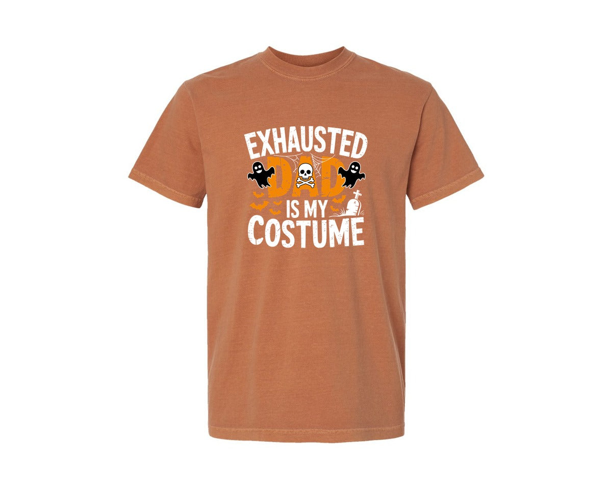 brand:Comfort Colors|color:Yam|Exhausted Dad Is My Costume Halloween 2 Graphic T-Shirt