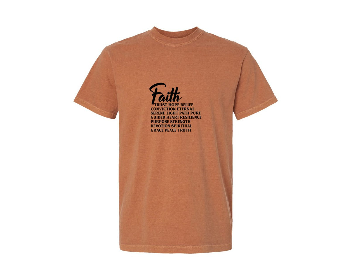 brand:Comfort Colors|color:Yam|Faith Words Religious Christian 3 Graphic T-Shirt