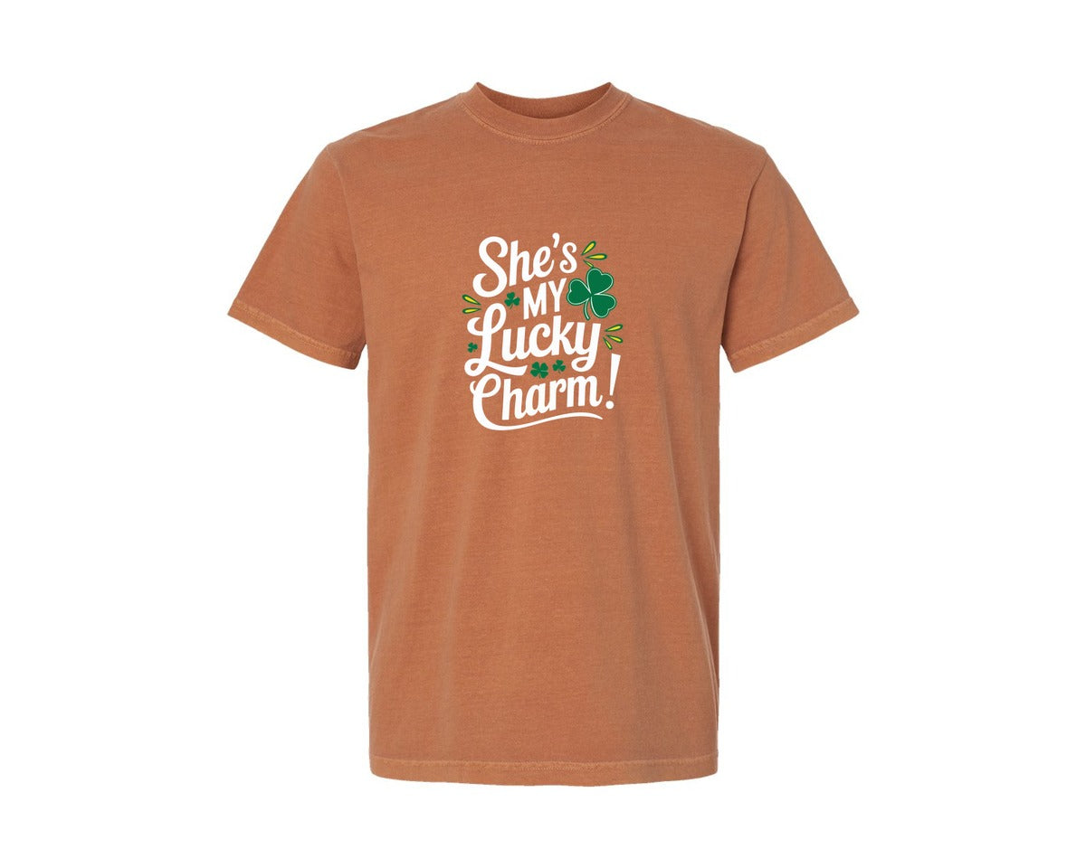 brand:Comfort Colors|color:Yam|Shes My Lucky Charm St Patricks Day 2 Graphic T-Shirt