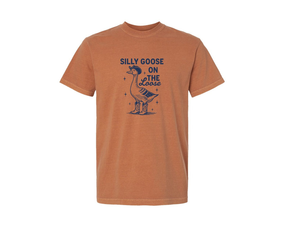 brand:Comfort Colors|color:Yam|Silly Goose On The Loose T Shirt Design Graphic T-Shirt