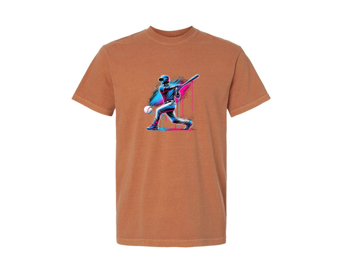 brand:Comfort Colors|color:Yam|Baseball Player Ice Cream Drip Baseball Graphic T-Shirt