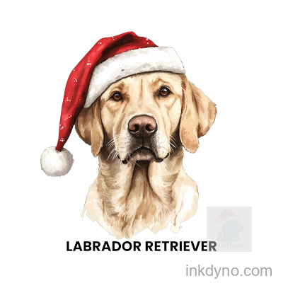 Festive Labrador Retriever With Santa Hat Design — DTF Transfer