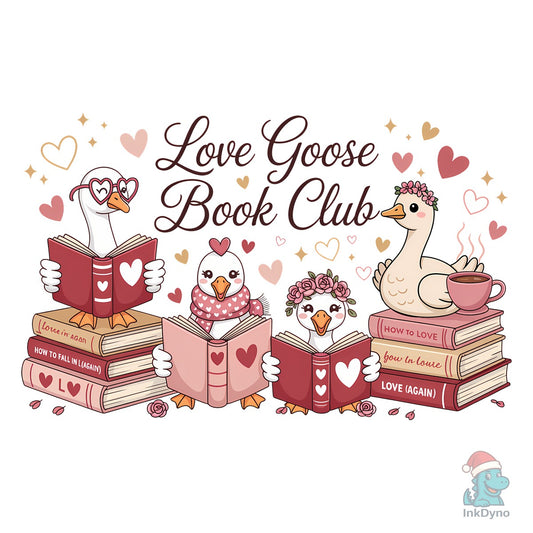 Valentine Goose Book Lover T-shirt - DTF Transfer