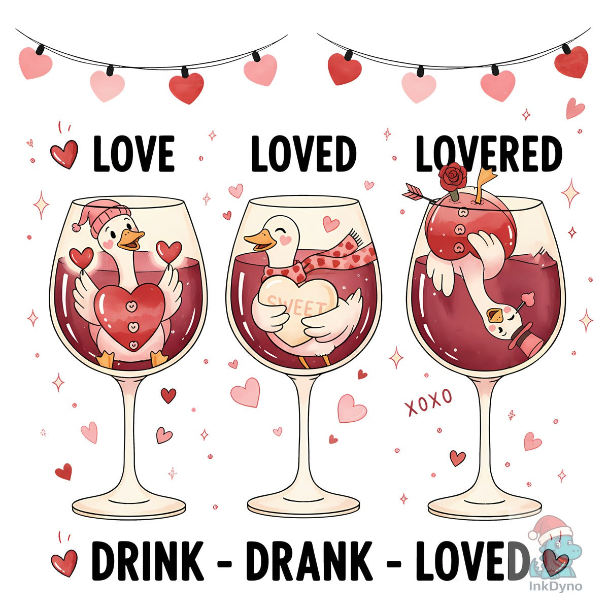 Valentine's Day Duck Wine Love Tee