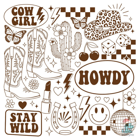 Retro Cowgirl Collage Western - DTF Transfer