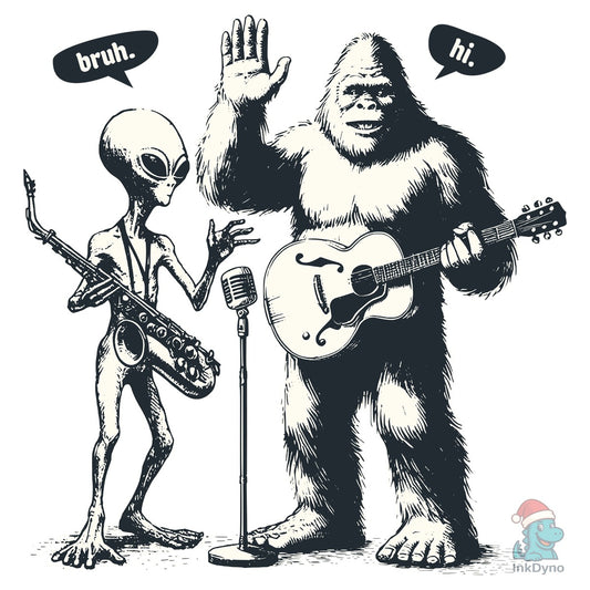 Bigfoot and Alien Beer Bruh Shirt - DTF Transfer