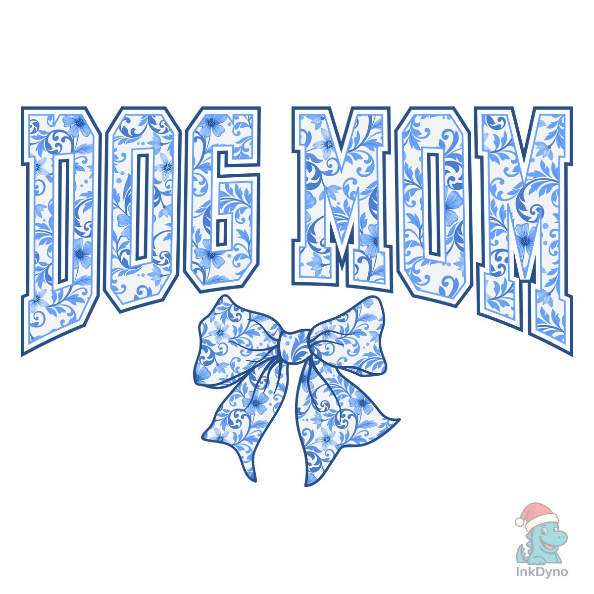 Coquette Bow Dog Mom Chinoiserie Blue
