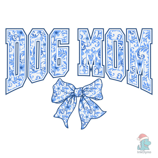 Coquette Bow Dog Mom Chinoiserie Blue - DTF Transfer