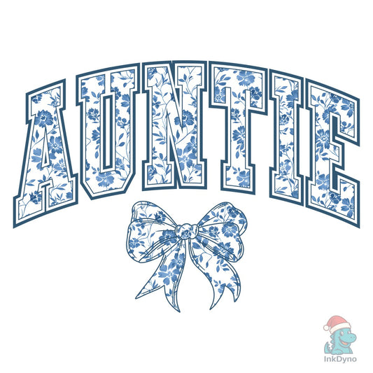 Auntie Chinoiserie Blue Coquette Bow - DTF Transfer