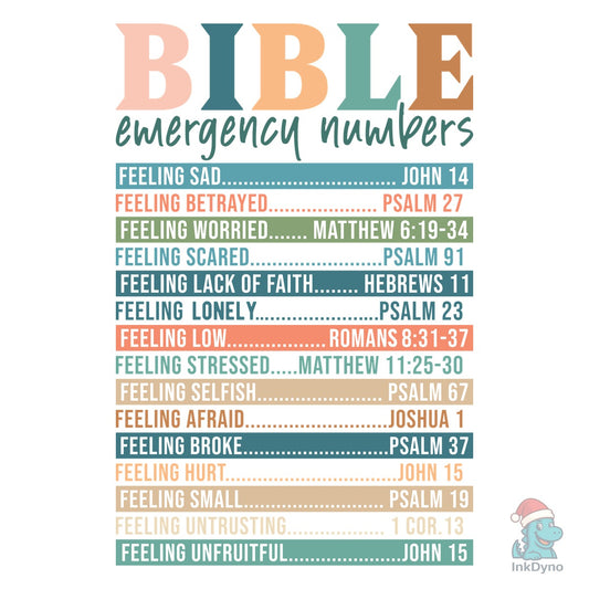 Bible Emergency Numbers Chart - DTF Transfer