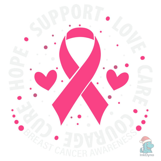 Pink Ribbon Breast Cancer Design - DTF Transfer