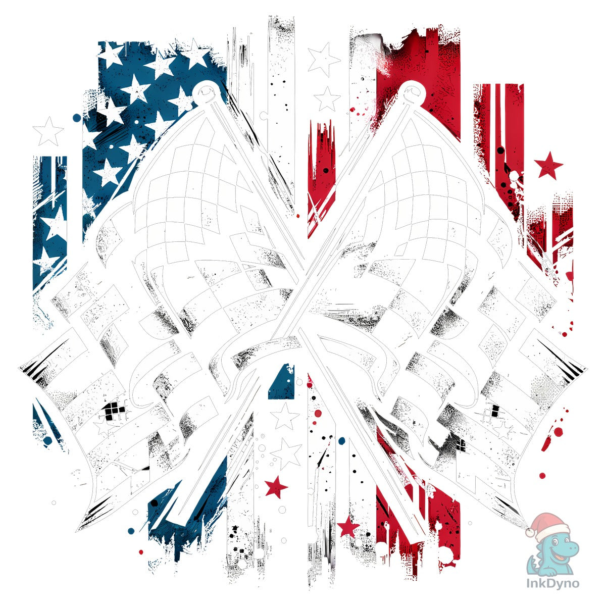 Racing Flags and USA Flag Background