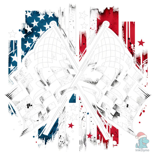 Racing Flags and USA Flag Background - DTF Transfer