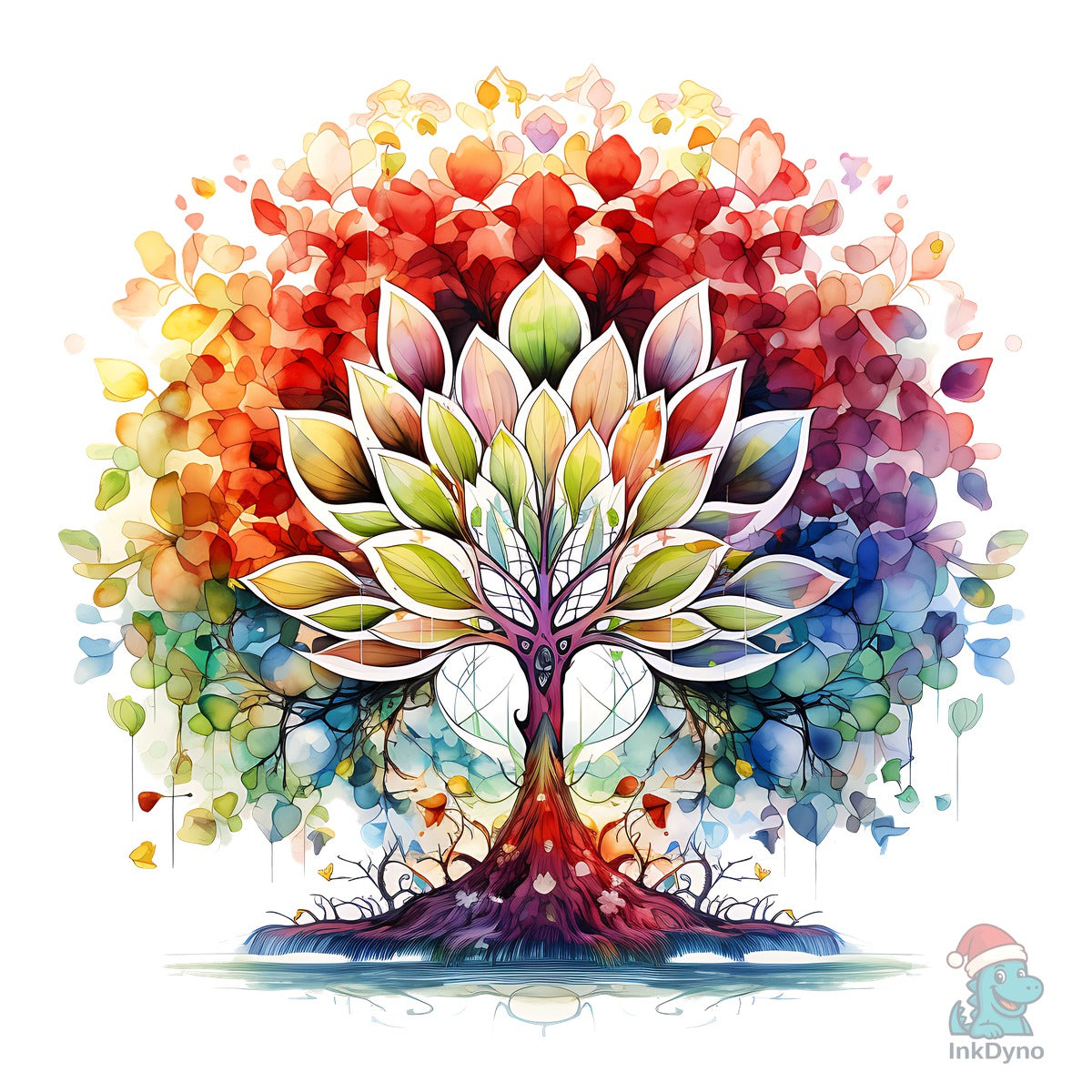 Retro Zen Lotus Tree