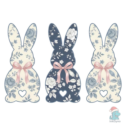 Floral Easter Bunny Bow Sublimation - DTF Transfer