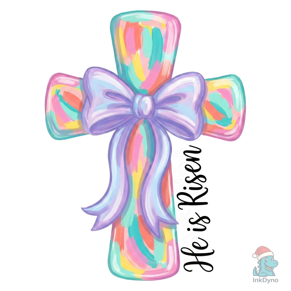 He is Risen Cross with Bow Sublimation