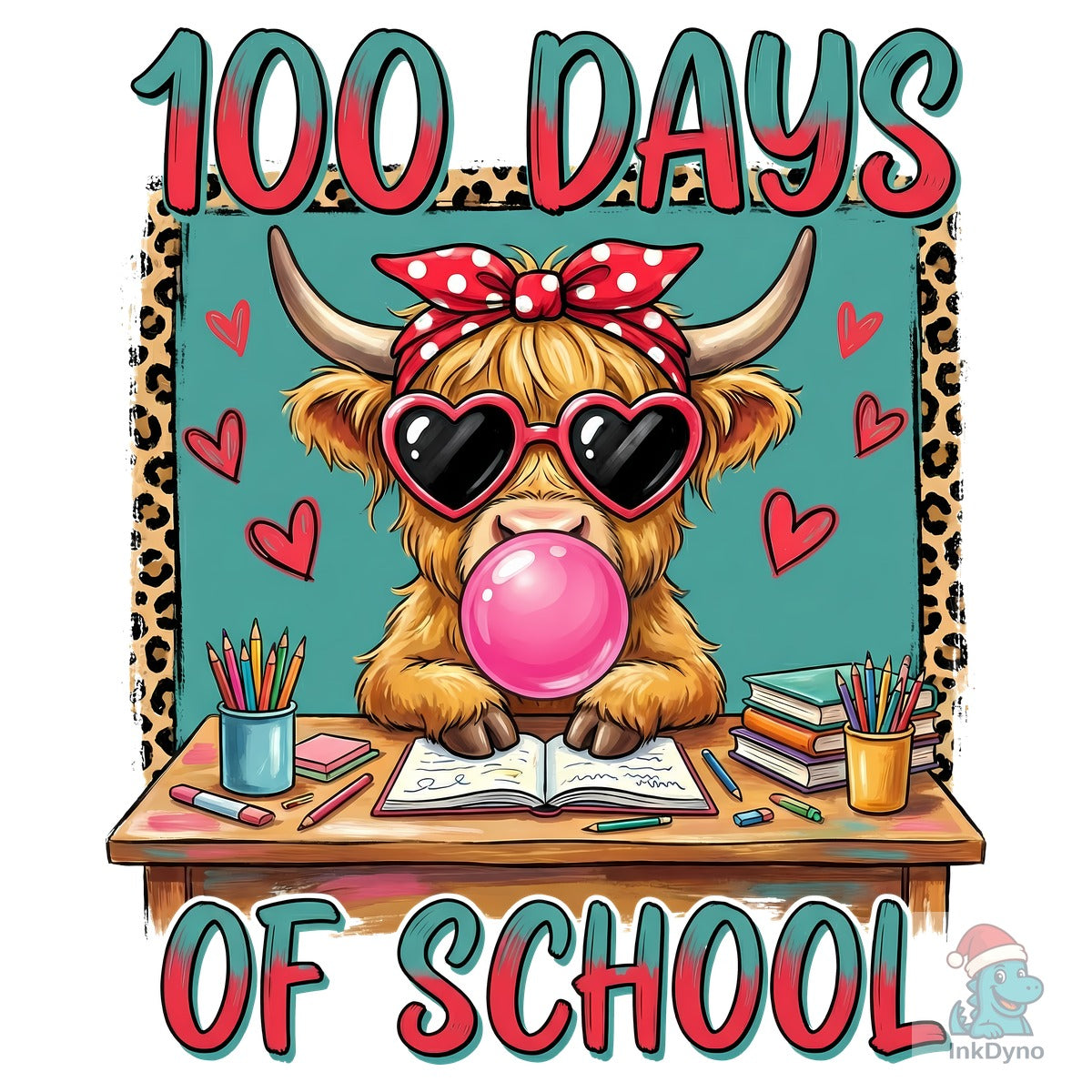 100 Days of School Cute Highland Cow