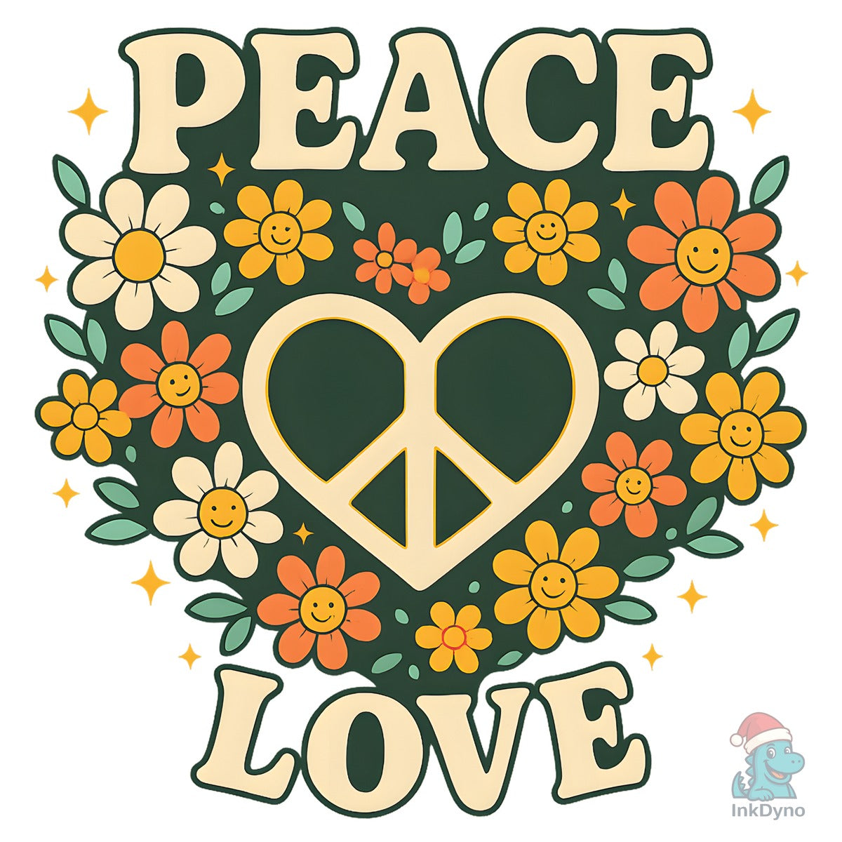 Peace and Love 70s Retro T-shirt Art