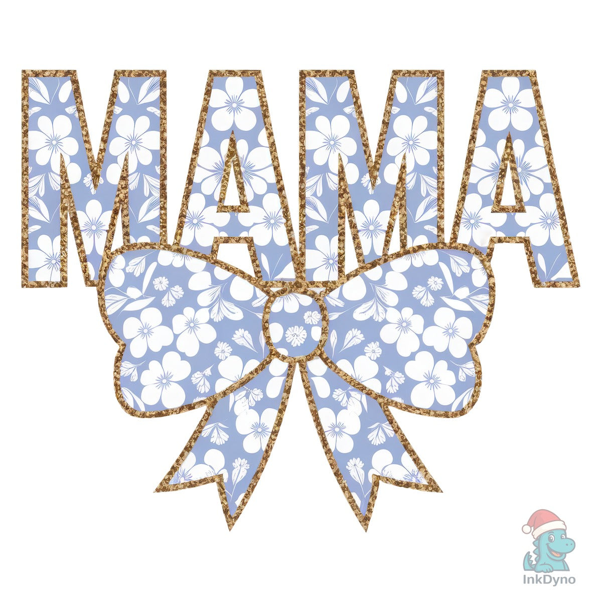 White Blue Toile Coquette Bow Mama
