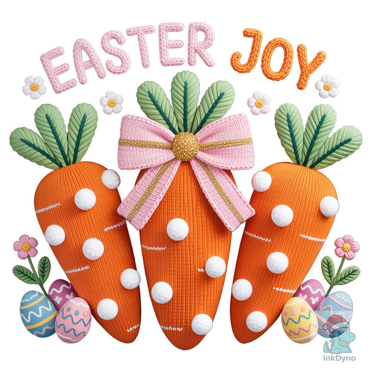 Glitter Bow Easter Joy Crochet - DTF Transfer