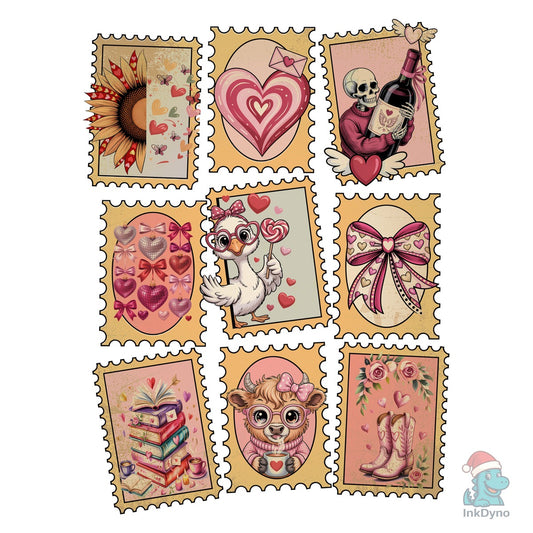 Valentine's Postage Stamp Collage - DTF Transfer