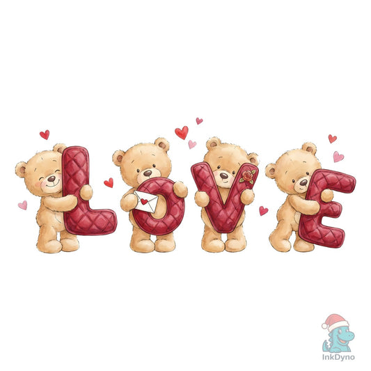 Cute Teddy Bear LOVE Letter - DTF Transfer