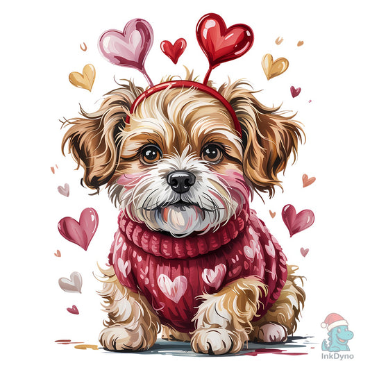 Valentines Hand Painted Goldendoodle - DTF Transfer