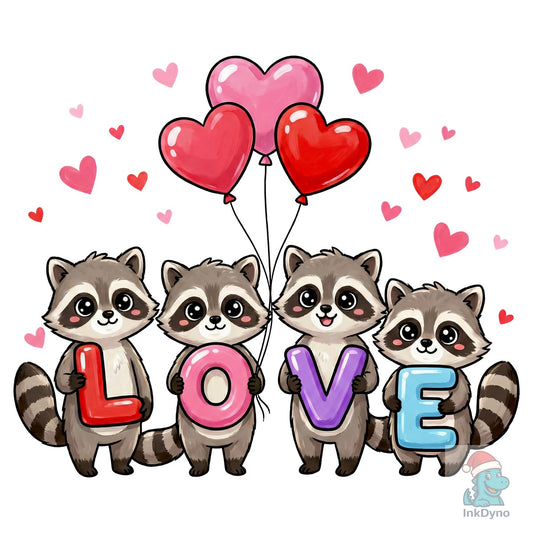 Cute Raccoon Love Valentine - DTF Transfer